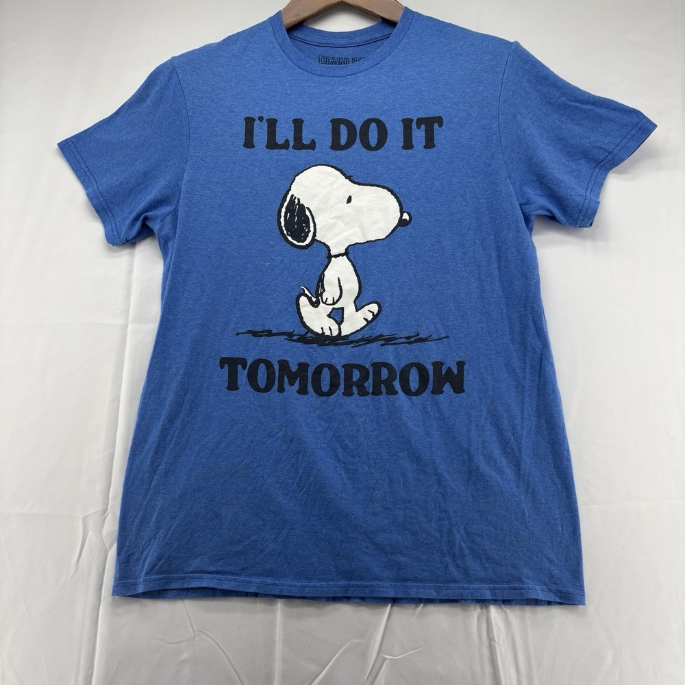 Snoopy Peanuts T Shirt Men's Medium I'll Do It‎ Tomorrow Blue Tee